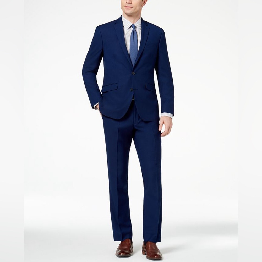 NWT Reaction Kenneth Cole Navy Blue Two Piece Suit Set Sz